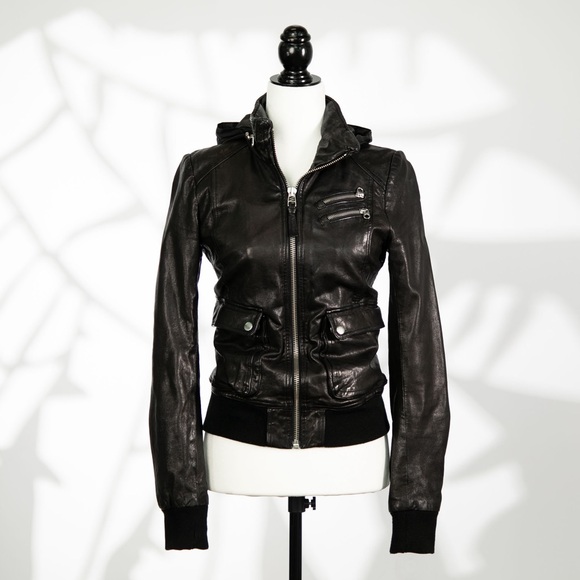 Mackage Leather Jacket with Hood - XS (Excellent Condition) - Picture 2 of 12